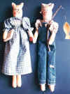 School or fishin'.  Pattern includes 15" tall and skinny bunny, kitten, and pig boy and girl.