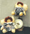 Almost angels.  Pattern includes 11" Raggedy Ann and Andy sitting dolls with heart shaped wings stuffed with fiberfill