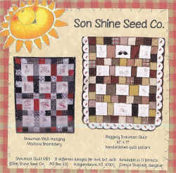 Snowman raggedy quilt pattern for machine embroidery